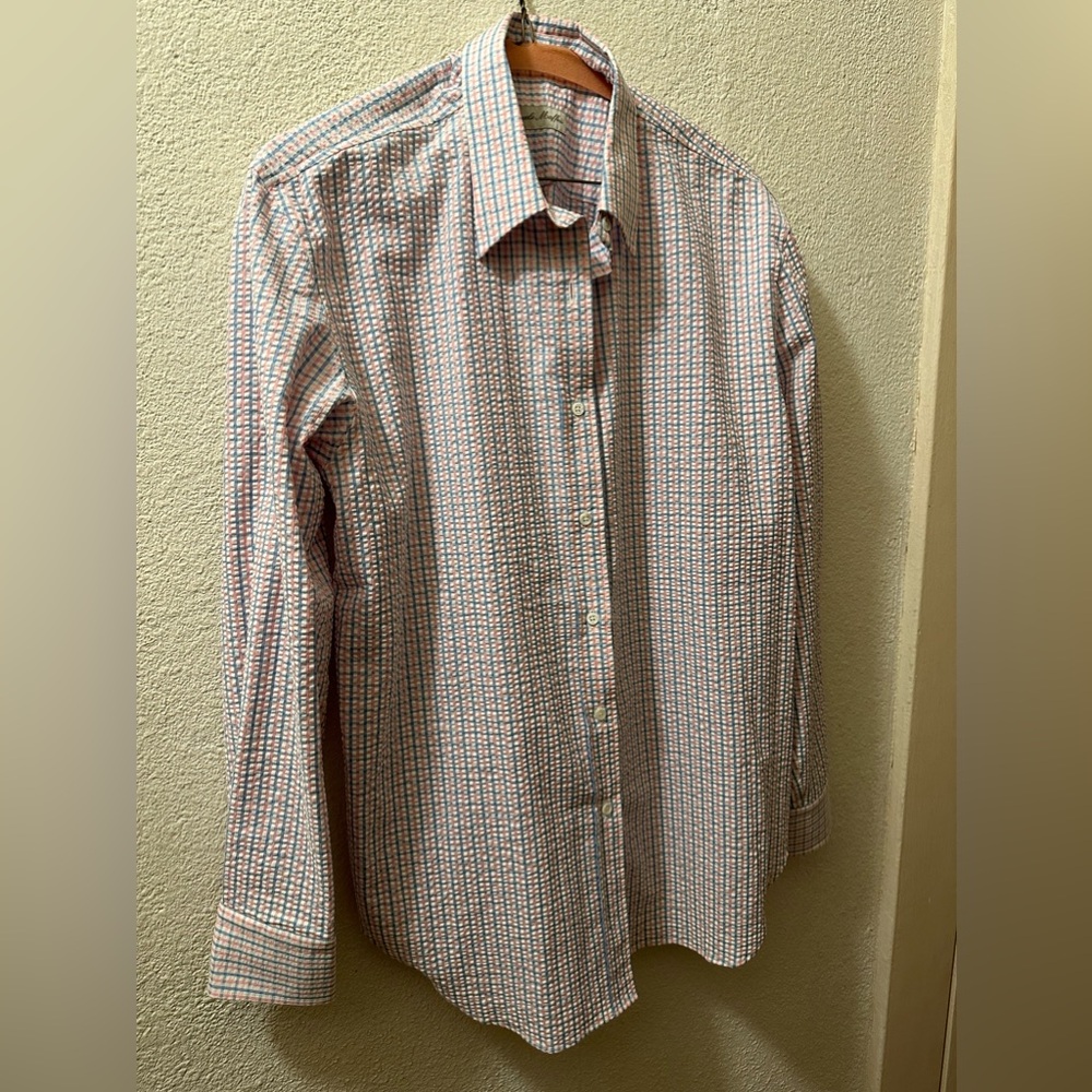 Emanuele Maffeis  Shirt Men Plaid Cotton Long Sleeve Button Up Made ItalySize 46